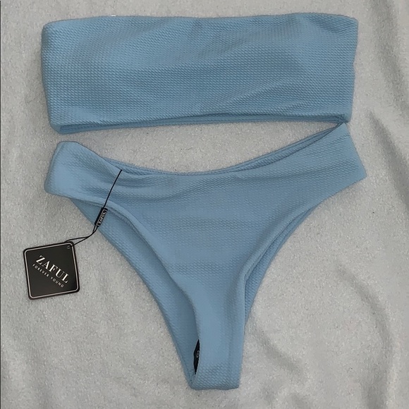 baby blue bandeau bikini